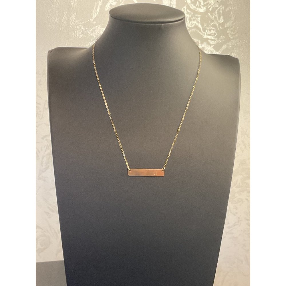 Gold Initial "J" Bar Necklace Minimalist Jewelry Accessory For Women